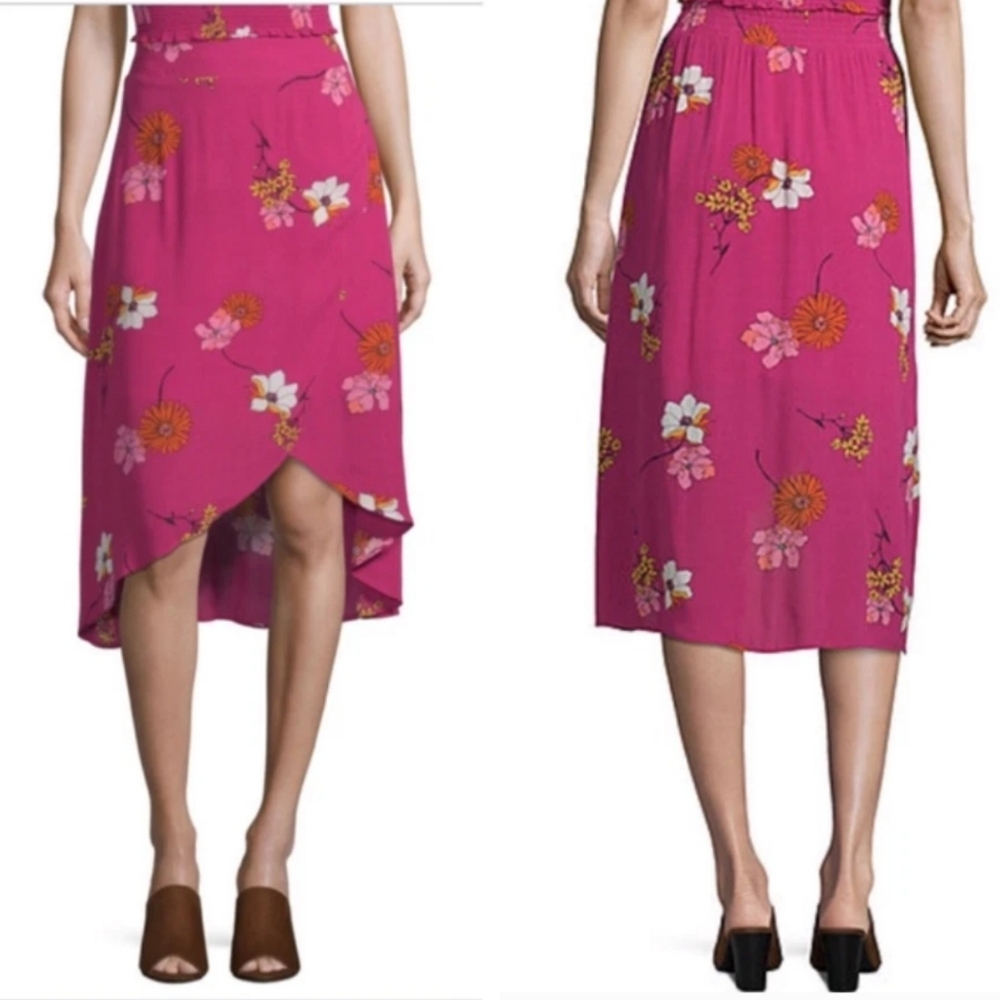 A New Approach A.N.A. Ameli Fuchsia Floral Midi Skirt Size 8